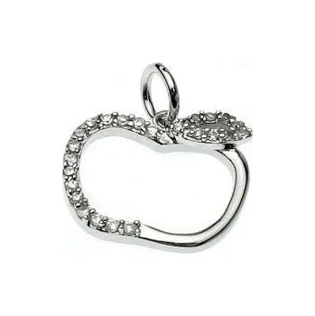 Přívěsek Stříbrný přívěsek jablíčko se zirkony Rhodium Stříbro 925/1000