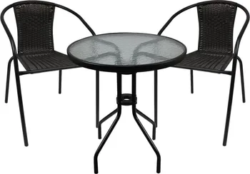 Zahradní sestava Chomik Sada zahradního nábytku stůl + 2 židle černá