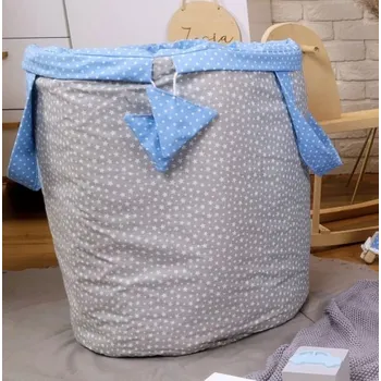 úložný prostor na hračky Dětský koš na hračky STARS - šedý/modrý