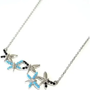 Náhrdelník Stříbrný náhrdelník VÁŽKY s barevnými zirkony Rhodium 45cm Stříbro 925/1000