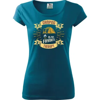 Dámské oblečení Camping is my favorite therapy - Dámské triko Pure - XL ( Petrolejová )