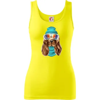 Dámské tričko Jezevčík lyžař - Dámské tílko - M ( Citrónová )