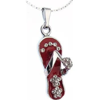 Náhrdelník Náhrdelník Pantoflíček Swarovski Rhodium - Červený