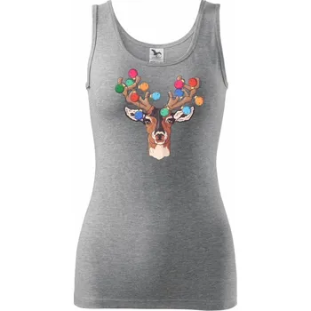 Dámské tričko Vánoční jelen - Dámské tílko - L ( Tmavě šedý melír )