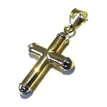 Přívěsek Zlatý přívěšek křížek oboustranný 30mm 0,95g Zlato 14k(585/1000)