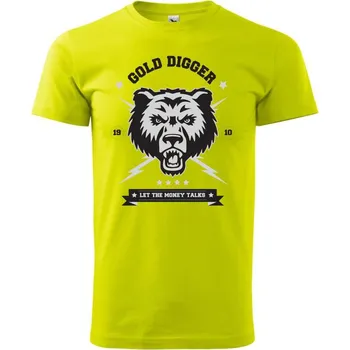 Pánské tričko Bear gold - Klasické pánské triko vyšší gramáže - XS ( Limetková )