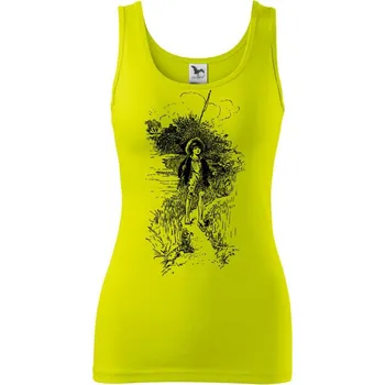 Dámské tričko Kreslený kluk s prutem - Dámské tílko - XL ( Limetková )