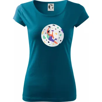 Dámské tričko Lezení na stěně - můj svět - Dámské triko Pure - XS ( Petrolejová )