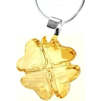 Náhrdelník Stříbrný náhrdelník čtyřlístek Swarovski Elements Golden Shadow Stříbro 925/1000