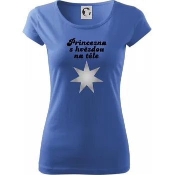 Dámské tričko Princezna s hvězdou na těle - Dámské triko Pure - S ( Azurově modrá )