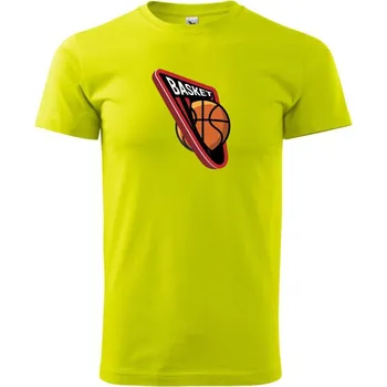 Basket logo - Klasické pánské triko vyšší gramáže - 4XL ( Limetková )