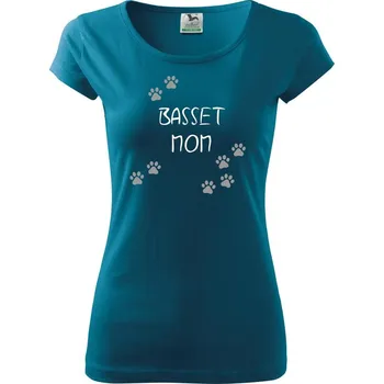 Dámské tričko Basset mom (Reflexní tlapky) - Dámské triko Pure - 3XL ( Petrolejová )