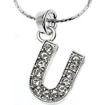 Náhrdelník Náhrdelník přívěsek písmenko "U" Swarovski Crystal Rhodium