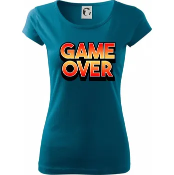 Game over - nápis barevný - Dámské triko Pure - S ( Petrolejová )