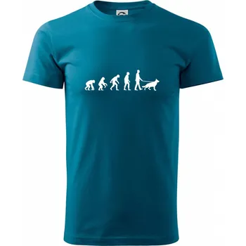 Pánské tričko Evoluce pes Německý ovčák (muž-žena) - Klasické pánské triko vyšší gramáže - 4XL ( Petrolejová )