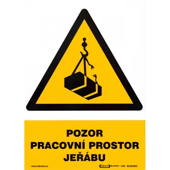 Pozor - pracovní prostor jeřábu (samolepka A4)