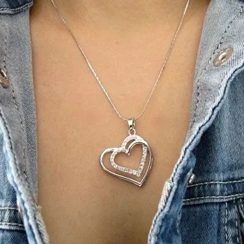 Náhrdelník Náhrdelník SRDCE Swarovski Crystal 32mm Rhodium