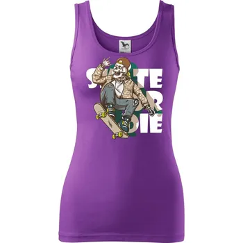 Dámské tričko Skull riding skateboard - Dámské tílko - 2XL ( Fialová )