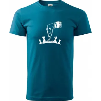Šachy - ruka - Klasické pánské triko vyšší gramáže - XS ( Petrolejová )