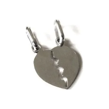 Přívěsek Stříbrný dvoj-přívěsek srdce 2v1 Rhodium 23mm Stříbro 925/1000