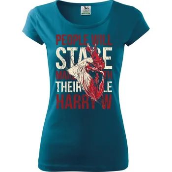 Dámské tričko Chicken stare - Dámské triko Pure - 2XL ( Petrolejová )