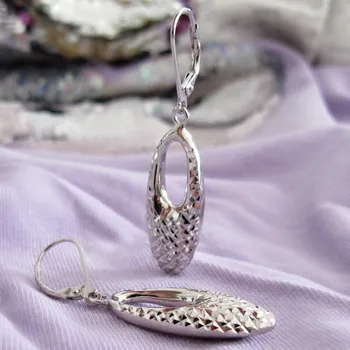 Náušnice Dámské masivní stříbrné náušnice visací oválky 45mm 5,75g Rhodium Stříbro 925/1000