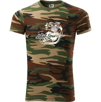 Pánské tričko Moto Best Sound - Army CAMOUFLAGE - L ( Hnědý maskáč )