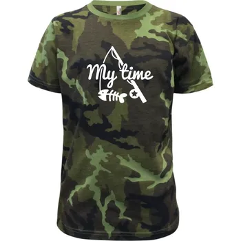 Chlapecké oblečení Rybaření - My time - Dětské maskáčové triko - 134 cm/8 let ( Zelený maskáč )