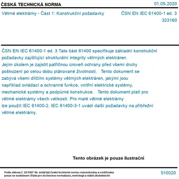 ČSN EN IEC 61400-1 ed. 3 - Větrné elektrárny - Část 1: Konstrukční požadavky - Tisk