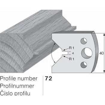 Nůž profilový č. 72 SP do frézovací hlavy 40 x 4 mm PILANA