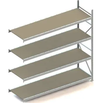 Dílenský regál Regál zásuvný MINI-RACK, V: 2500 mm, 4 police 2600 x 800 mm z dřevotřísky, nosnost 490 kg, přídavný