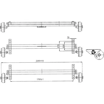 Přívěs k motorovému vozidlu Náprava AL-KO Plus B 1800-9 (1800 kg) a=1700 mm, c=2200 mm, 2361, 112x5, zesílen