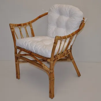 Křeslo Axin Trading s.r.o. Ratanové křeslo Subaliu - polstr bílý kepr