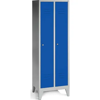 Šatní skříň Šatní skříň Cabo, 2 oddíly, š 610, h 500, v 1850 mm, nožičky, šedá, dveře modré