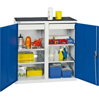 Skříňka na nářadí Dílenská skříň Professional 2000, 2 zásuvky a 4 police, modro-šedá, š 1000 mm