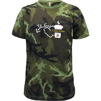 Chlapecké oblečení Pražská kavárna tů gou - Dětské maskáčové triko - 146 cm/10 let ( Zelený maskáč )