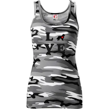 Dámské tričko Bernský salašnický pes love - Dámské Maskáčové tílko - S ( Šedý maskáč )