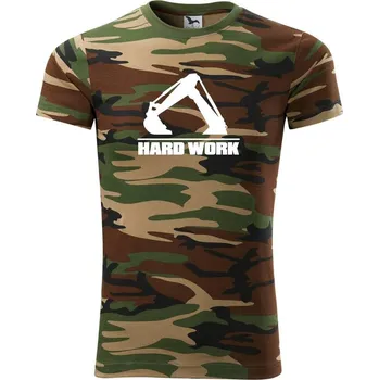Pánské tričko Hard Work lžíce - Army CAMOUFLAGE - XS ( Hnědý maskáč )
