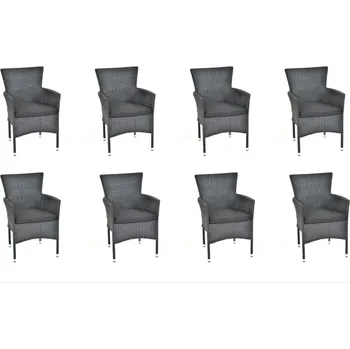 Zahradní lavice IWHome Zahradní křeslo BARCELONA antracit s poduškou IWH-1010004 sada 8ks