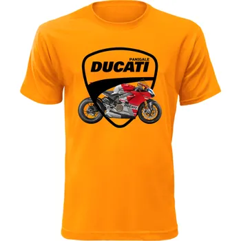 Pánské tričko s motorkou Ducati Panigale oranžové