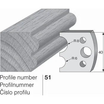 Nůž profilový č. 51 SP do frézovací hlavy 40 x 4 mm PILANA