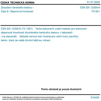 ČSN EN 12350-6 - Zkoušení čerstvého betonu - Část 6: Objemová hmotnost - Tisk
