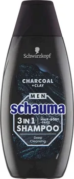 Šampon Schwarzkopf Schauma Charocal + Clay Hair Body Face Shampoo 3v1 400 ml