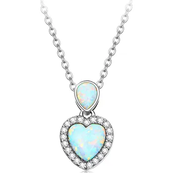 Náušnice B-TOP Náhrdelník SRDCE S OPÁLEM - STŘÍBRO 925