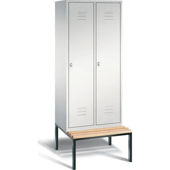 Šatní skříň Šatní skříň typ Cabo s lavičkou, 2 oddíly, š 810, v 2090, h 500/815 mm, šedá