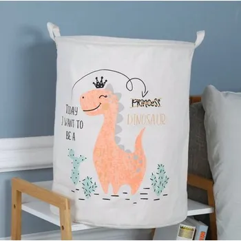 úložný prostor na hračky Plátěný úložný koš s motivy zvířátek Motiv: dinosauří princezna