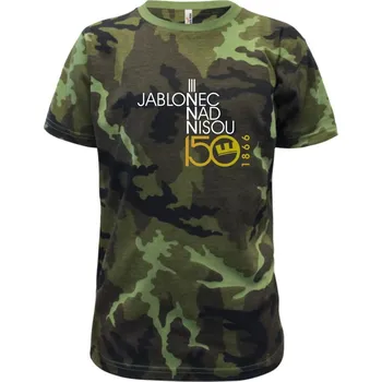 Chlapecké oblečení Jablonec nad Nisou 150 let - Oslavuji svoje město - Dětské maskáčové triko - 104-110cm / 3-4 roky ( Zelený maskáč )