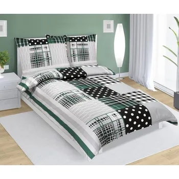 Povlečení Povlečení bavlněné 140x200, 70x90 zelený patchwork
