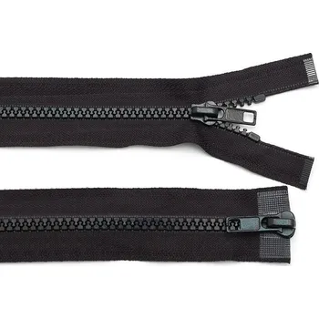 Zip Zdrhovadlo zip kostěný dělitelný dvoucestný 72 cm 2 jezdce černá