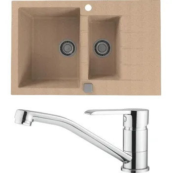 Granitový dřez Set Alveus (dřez Cadit 70 Beige 55 + baterie Ruta Chrom) SETA22068